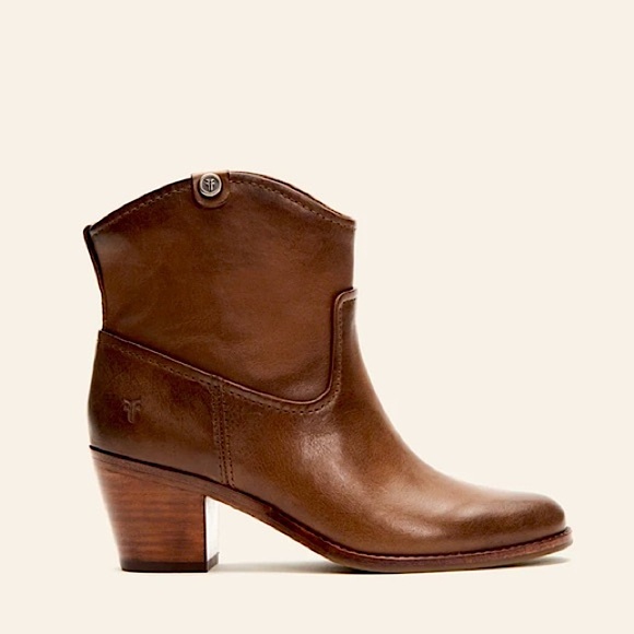 Frye Shoes - Jolene Pull On Brown Western Leather Ankle Booties